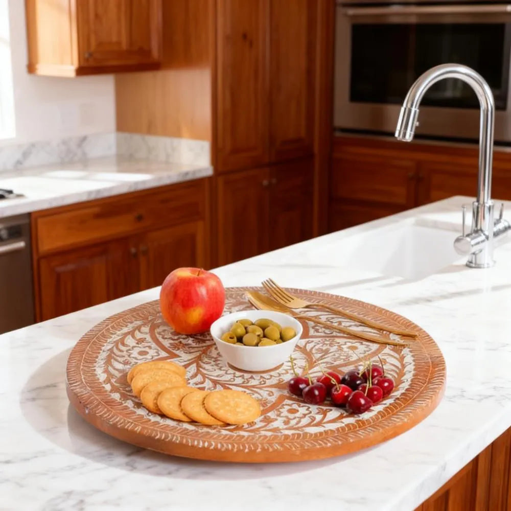 Royal Revolving Spinning Serveware Organizer - 12 Inch Wooden Base