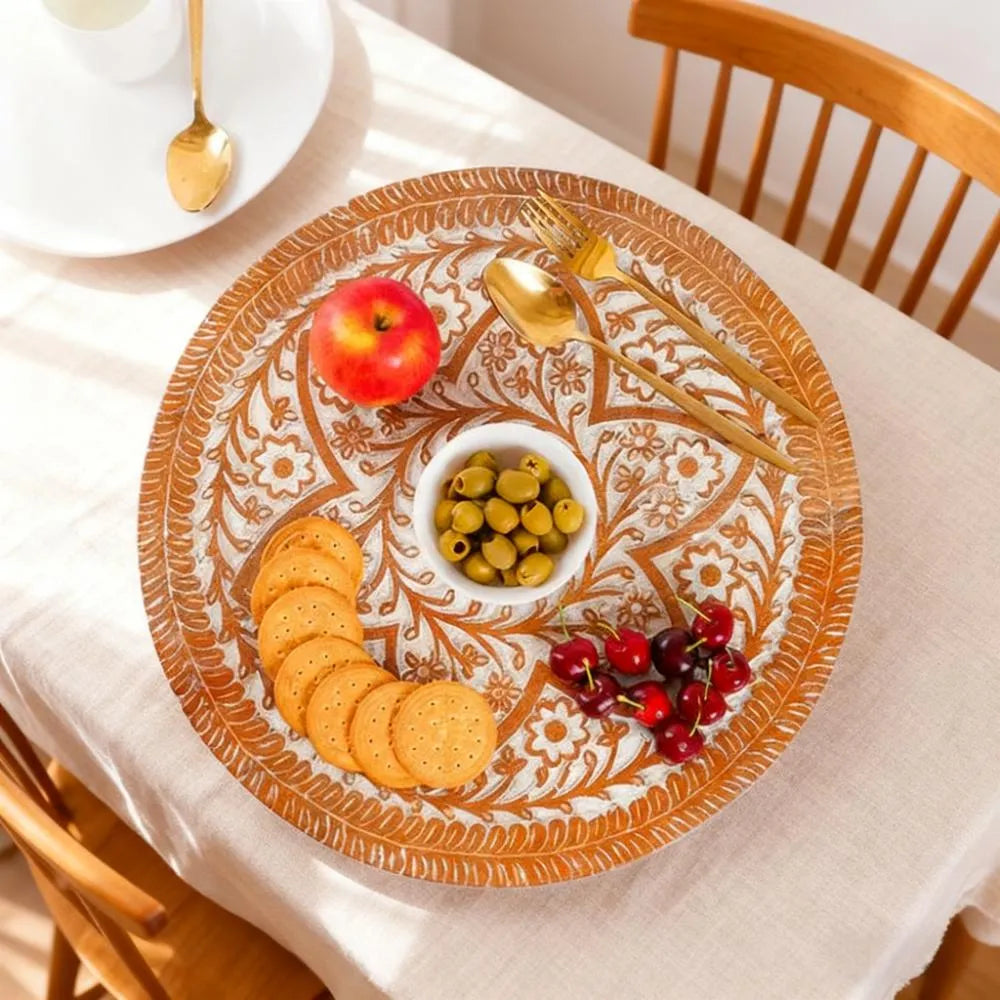 Royal Revolving Spinning Serveware Organizer - 12 Inch Wooden Base